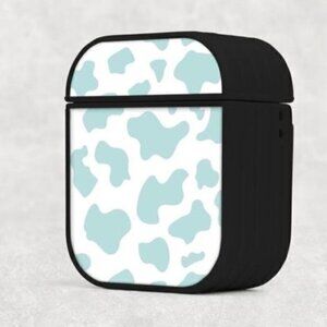 Teal Cow Print Airpod Case